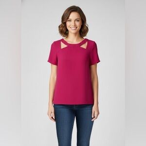 Tobi hot pink cutout tunic top size small